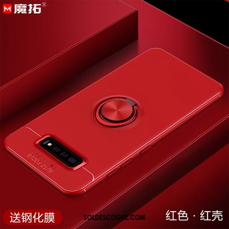 Coque Samsung Galaxy S10 Rouge Support Délavé En Daim Pu Téléphone Portable Pas Cher