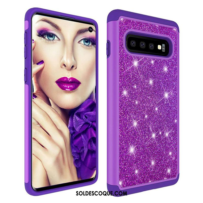 Coque Samsung Galaxy S10+ Violet Protection Rose Cuir Incassable Soldes