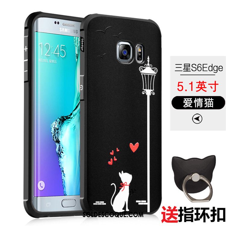 Coque Samsung Galaxy S6 Edge Étoile Téléphone Portable Noir Protection Gaufrage Housse En Ligne
