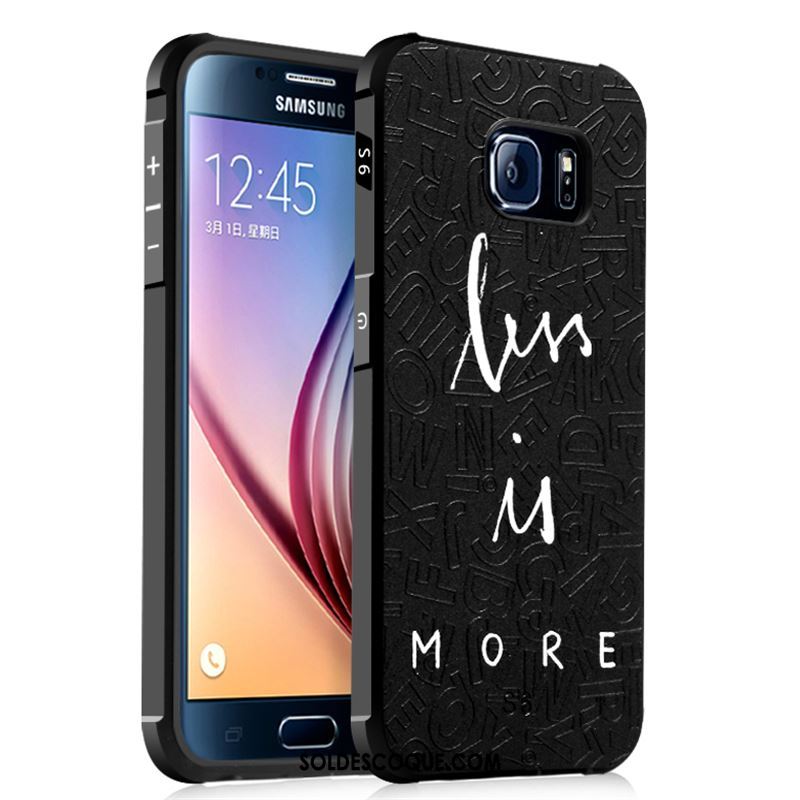 Coque Samsung Galaxy S6 Silicone Protection Dessin Animé Noir Fluide Doux Pas Cher