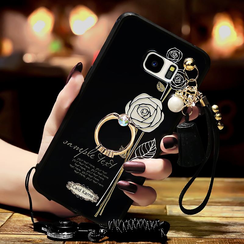 Coque Samsung Galaxy S7 Edge Fluide Doux Noir Étoile Étui Téléphone Portable En Vente