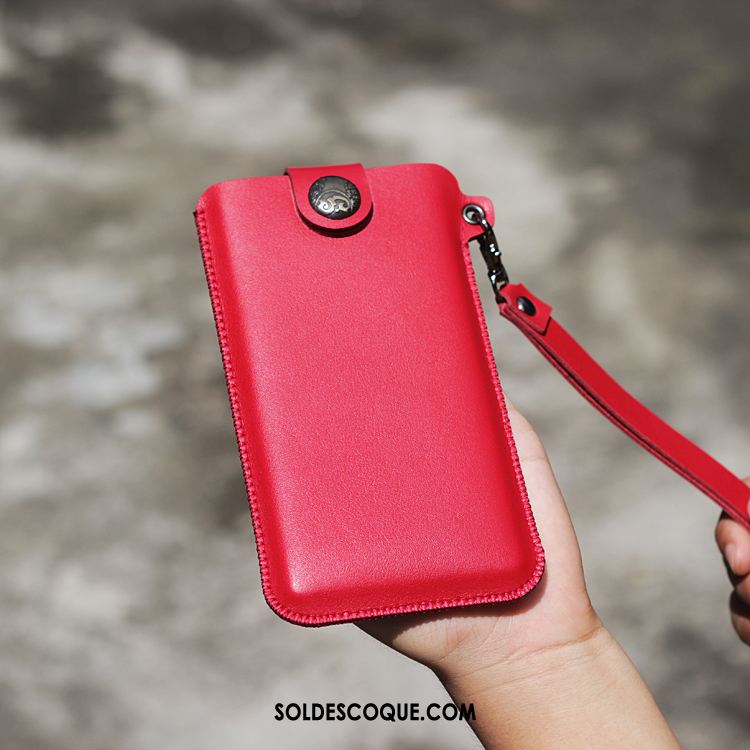 Coque Samsung Galaxy S9+ Étui En Cuir Incassable Téléphone Portable Cou Suspendu Rouge Pas Cher