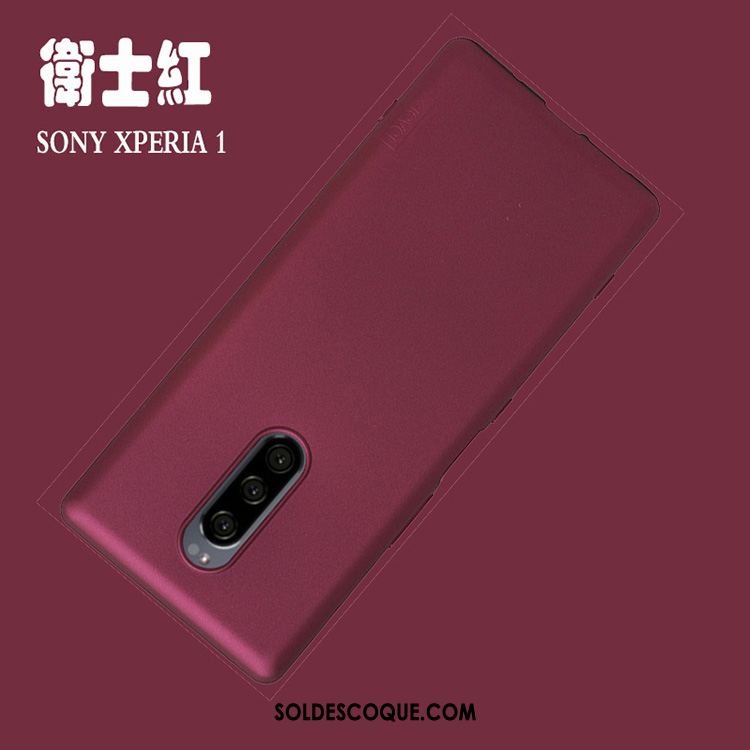 Coque Sony Xperia 1 Rouge Fluide Doux Délavé En Daim Incassable Étui Soldes