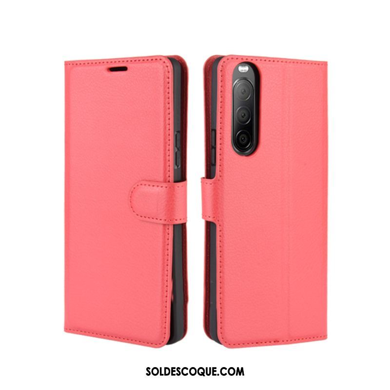 Coque Sony Xperia 10 Ii Incassable Rouge Étui Étui En Cuir Téléphone Portable Housse En Vente