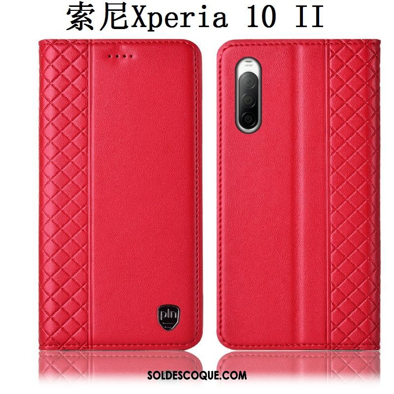 Coque Sony Xperia 10 Ii Étui En Cuir Rouge Protection Incassable Téléphone Portable En Vente