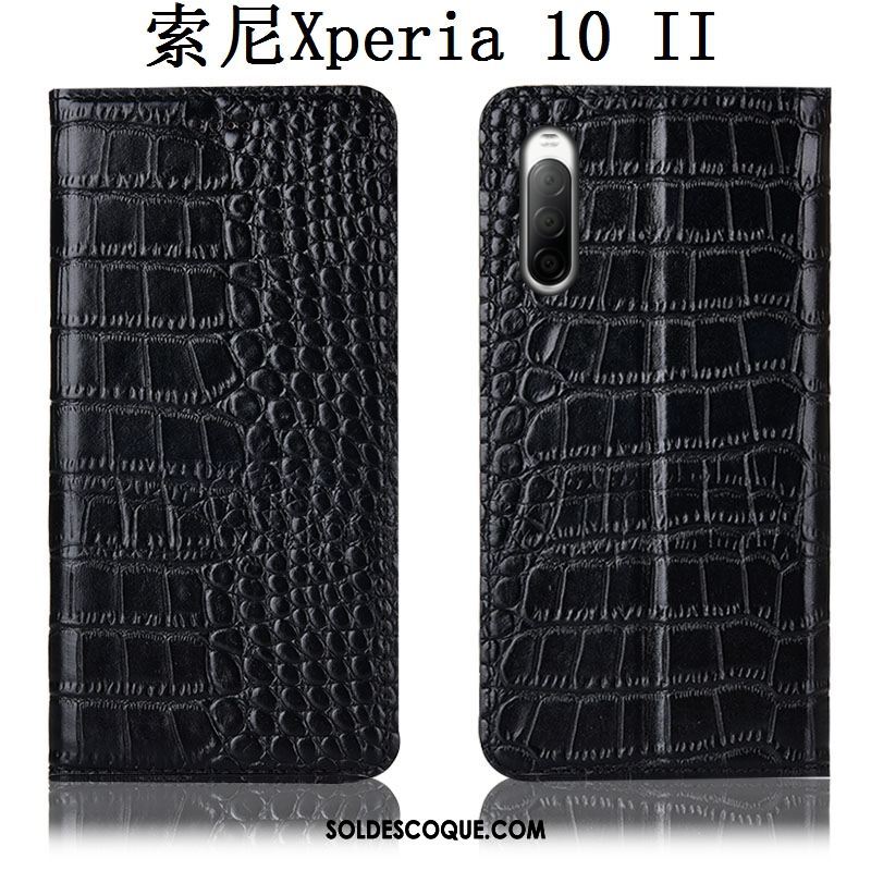 Coque Sony Xperia 10 Ii Étui En Cuir Tout Compris Noir Incassable Téléphone Portable En Ligne