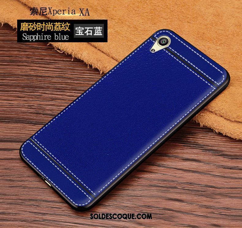 Coque Sony Xperia Xa Téléphone Portable Bleu Délavé En Daim Modèle Fleurie Antidérapant En Vente