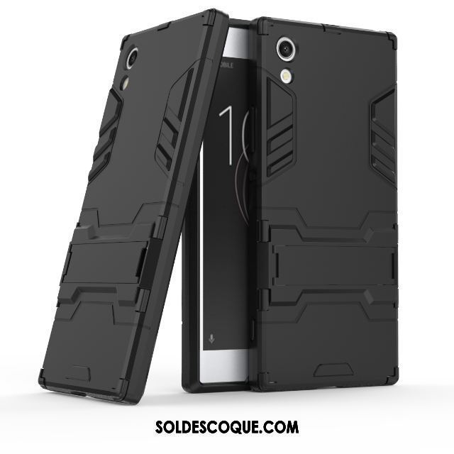 Coque Sony Xperia Xa1 Noir Téléphone Portable Protection Incassable Délavé En Daim Soldes