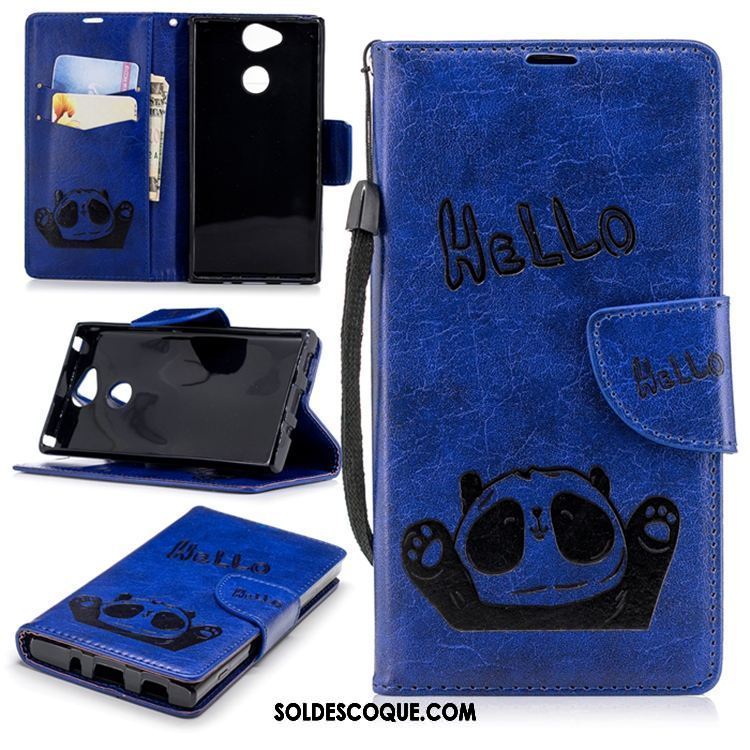 Coque Sony Xperia Xa2 Téléphone Portable Support Étui En Cuir Bleu Tout Compris Pas Cher