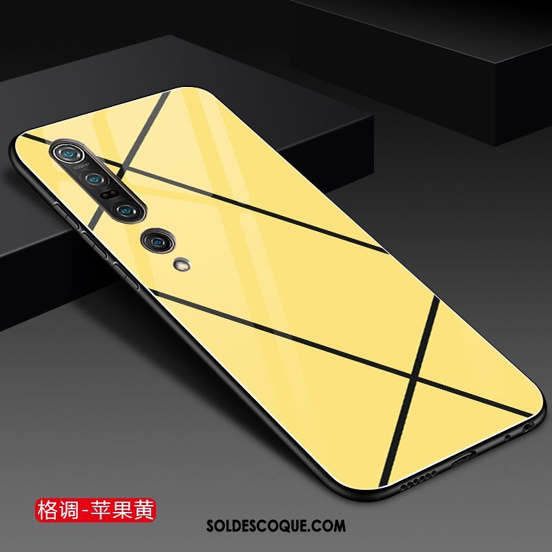 Coque Xiaomi Mi 10 Pro Incassable Couleur Unie Jaune Créatif Tout Compris Pas Cher