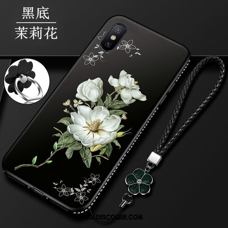 Coque Xiaomi Mi 8 Pro Fluide Doux Protection Noir Modèle Fleurie Net Rouge Soldes