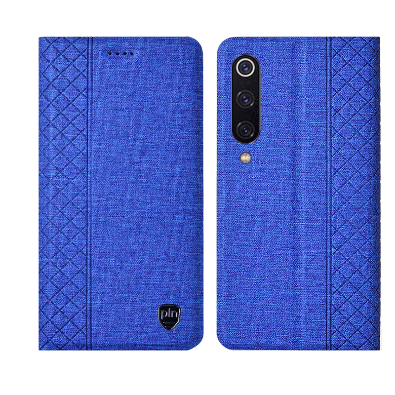 Coque Xiaomi Mi 9 Bleu Protection Plaid Téléphone Portable Étui En Cuir Soldes