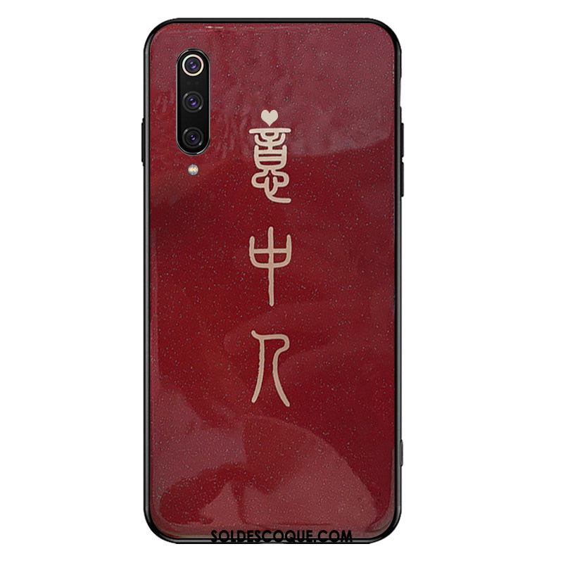 Coque Xiaomi Mi 9 Rouge Verre Très Mince Net Rouge Amoureux Housse Soldes
