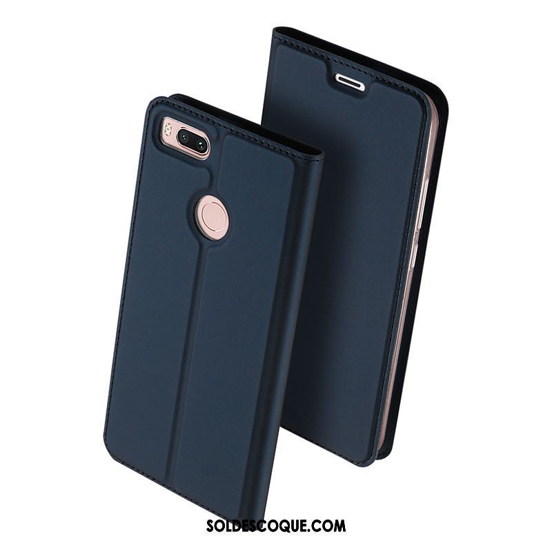 Coque Xiaomi Mi A1 Carte Étui En Cuir Support Bleu Marin Téléphone Portable Soldes