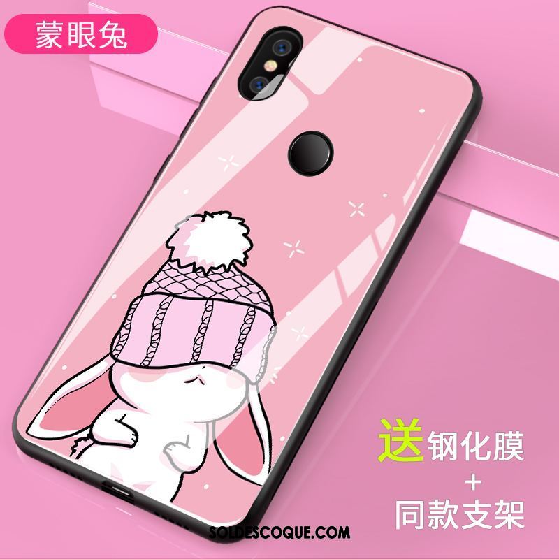 Coque Xiaomi Mi A2 Verre Dessin Animé Tendance Personnalité Modèle Fleurie Pas Cher