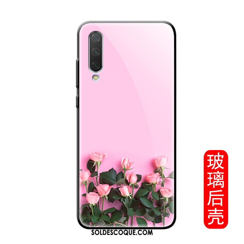 Coque Xiaomi Mi A3 Marque De Tendance Verre Téléphone Portable Créatif Floral Housse Soldes