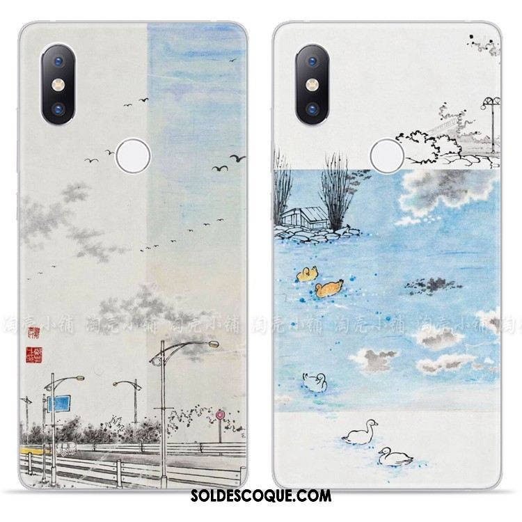 Coque Xiaomi Mi Mix 2s Peinture À L'encre Paysage Téléphone Portable Protection Simple Soldes