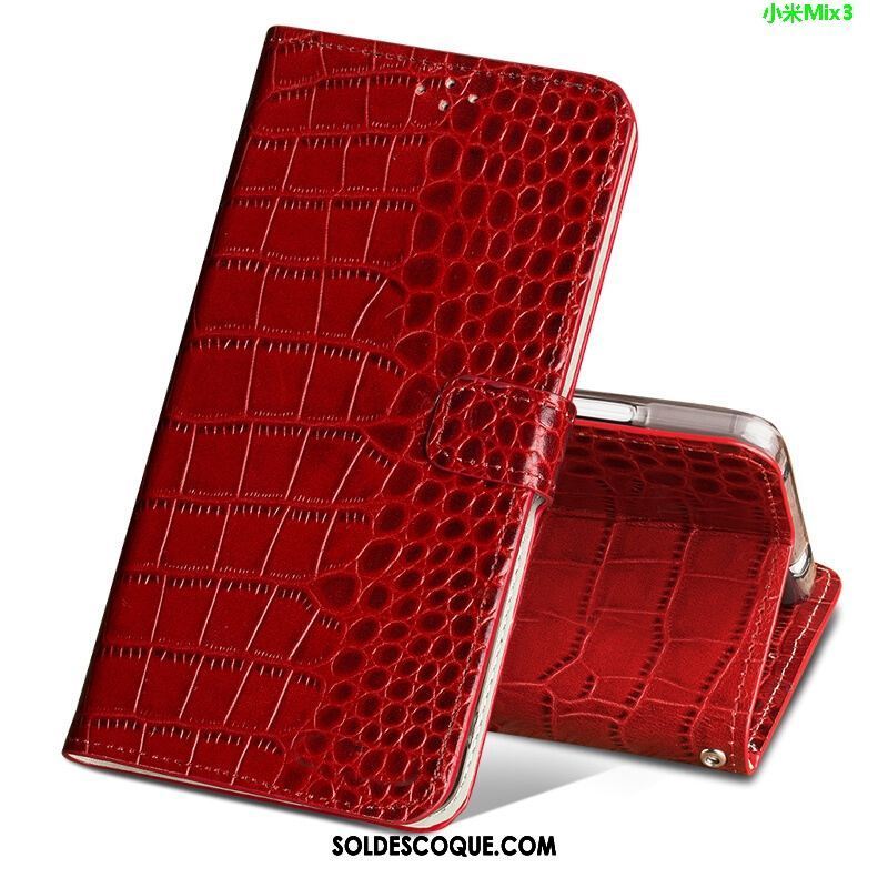 Coque Xiaomi Mi Mix 3 Boucle Magnétique Crocodile Petit Protection Rouge Housse Soldes