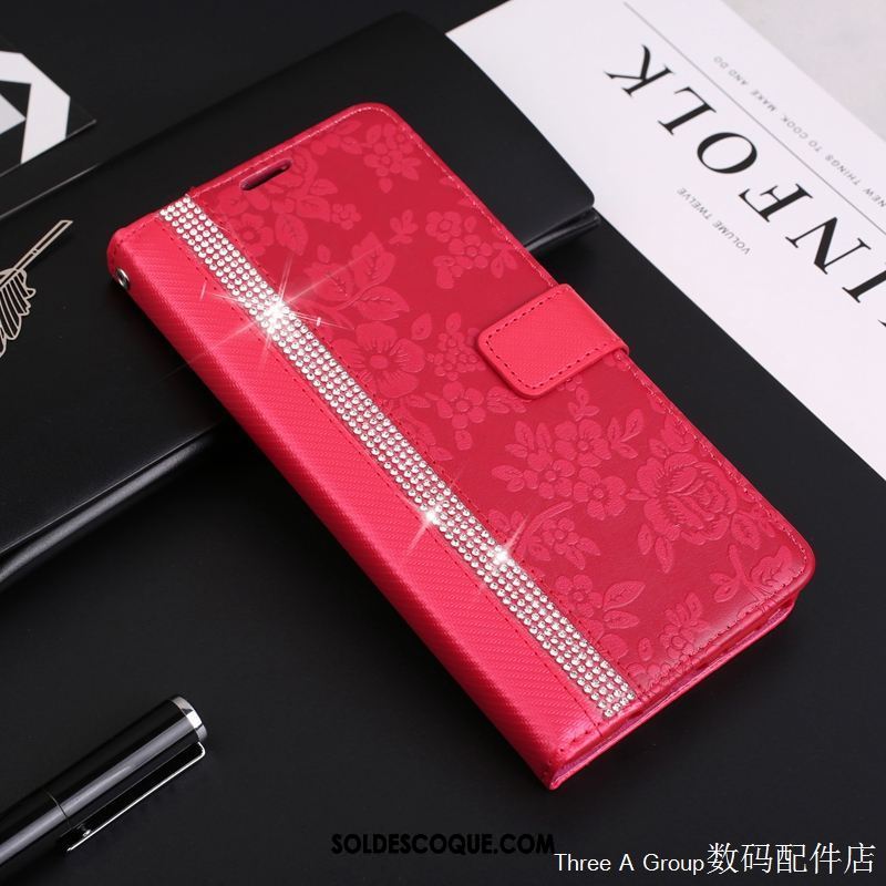 Coque Xiaomi Mi Mix 3 Rouge Incassable Portefeuille Étui Simple Pas Cher