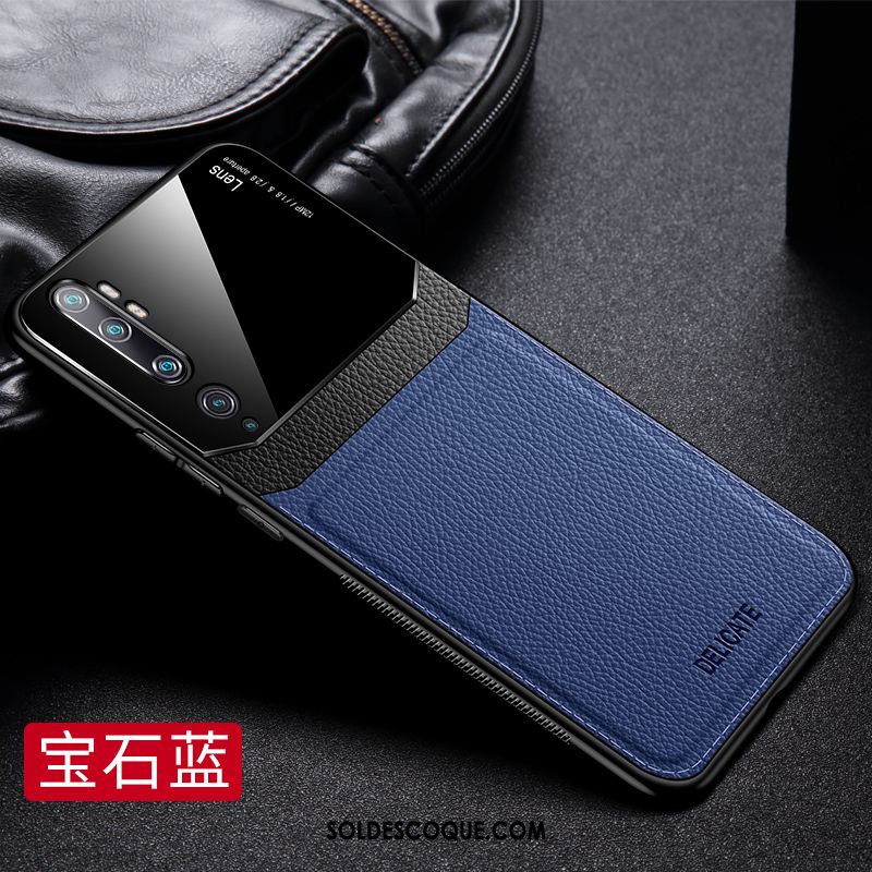 Coque Xiaomi Mi Note 10 Bleu Téléphone Portable Petit Cuir Étui Housse En Ligne