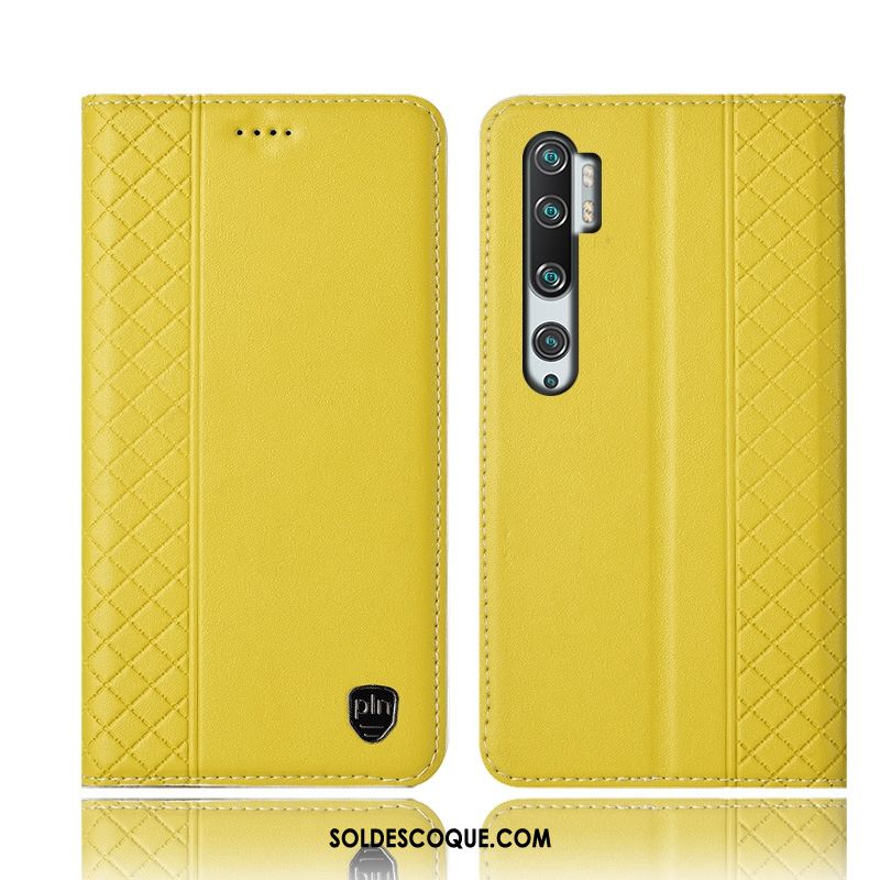 Coque Xiaomi Mi Note 10 Plaid Étui Tout Compris Jaune Téléphone Portable En Vente