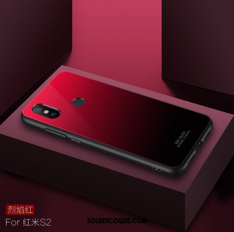 Coque Xiaomi Redmi S2 Rouge Verre Incassable Silicone Créatif Soldes