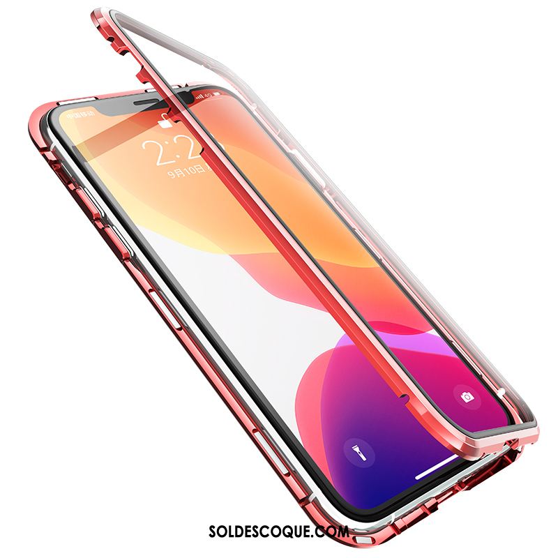 Coque iPhone 11 Pro Incassable Téléphone Portable Magnétisme Transparent Net Rouge Pas Cher