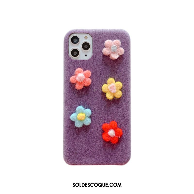 Coque iPhone 11 Pro Max Vent Fleurs Peluche Créatif Personnalité Soldes