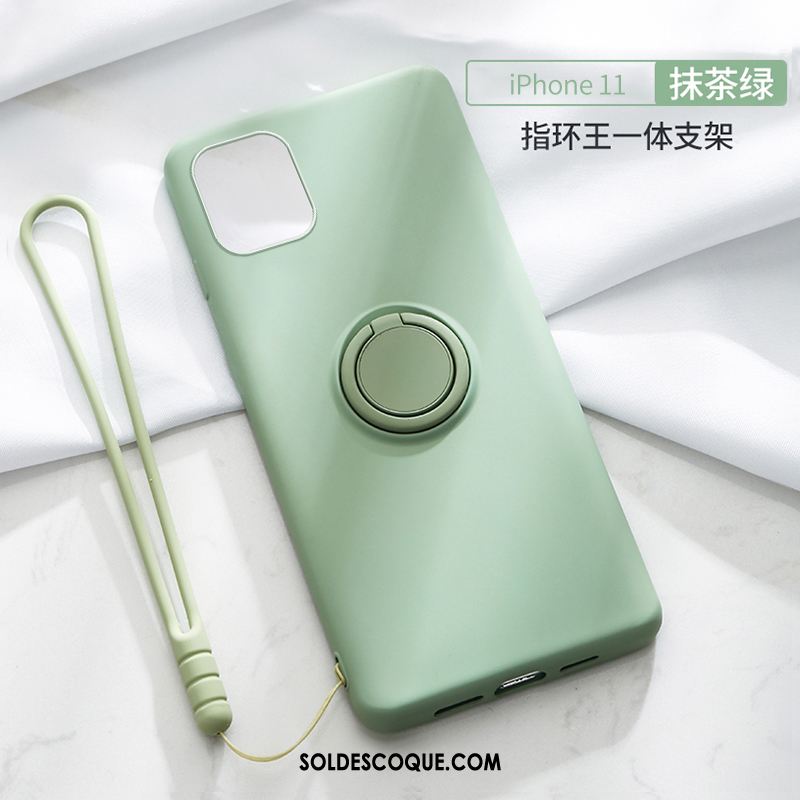 Coque iPhone 11 Silicone Fluide Doux Support Téléphone Portable Vert Pas Cher