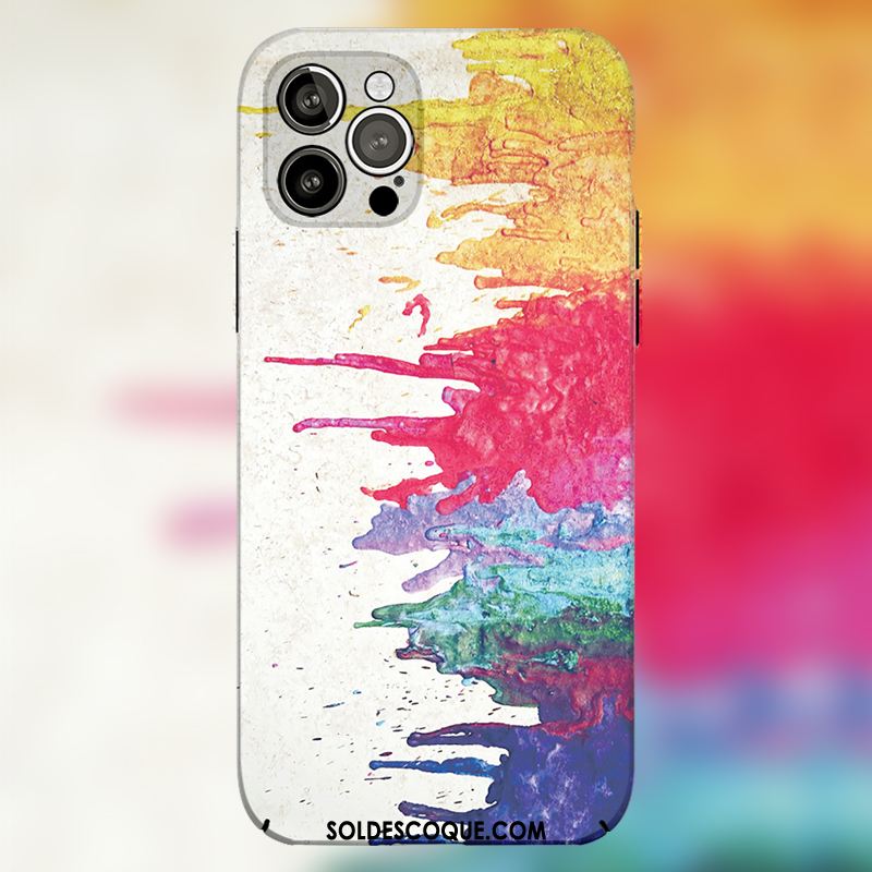 Coque iPhone 12 Pro Max Tout Compris Peinture À L'huile Difficile Téléphone Portable Délavé En Daim Pas Cher