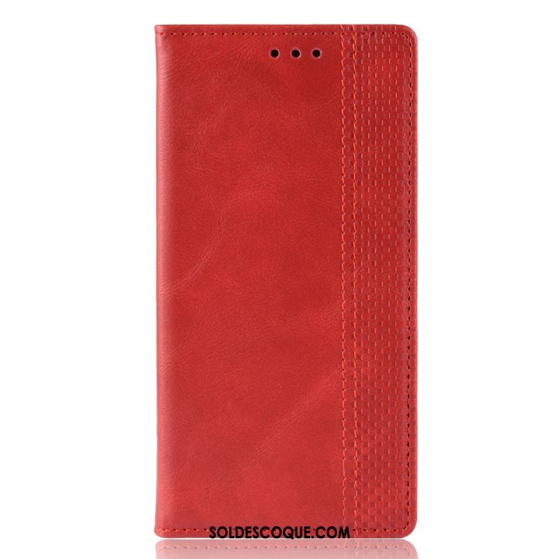 Coque iPhone 12 Pro Max Téléphone Portable Magnétisme Rouge Étui En Cuir Soldes