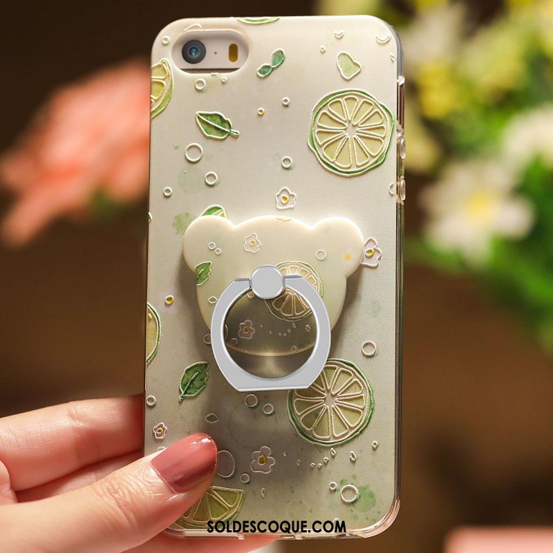 Coque iPhone 5 / 5s Transparent Vert Élégant Étui Nouveau Soldes