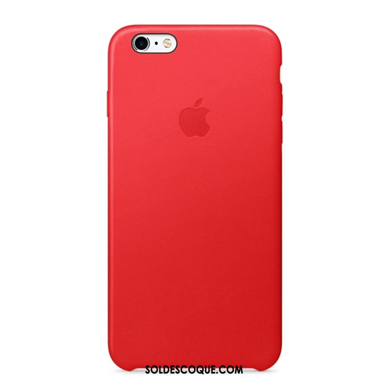 Coque iPhone 6 / 6s Plus Cuir Véritable Rouge Étui En Cuir Protection Naturel En Ligne