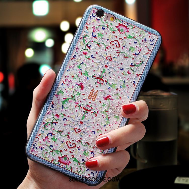Coque iPhone 6 / 6s Téléphone Portable Marque De Tendance Fluide Doux Délavé En Daim Bleu Pas Cher