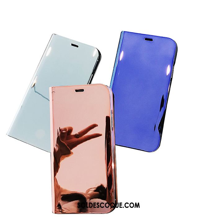 Coque iPhone 8 Plus Bleu Étui En Cuir Protection Téléphone Portable Support Soldes