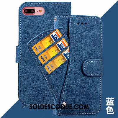 Coque iPhone 8 Plus Carte Téléphone Portable Bleu Protection Étui En Cuir Housse En Ligne
