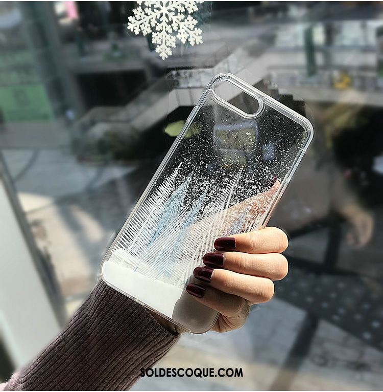 Coque iPhone 8 Plus Transparent Argent Quicksand Étui Créatif Soldes