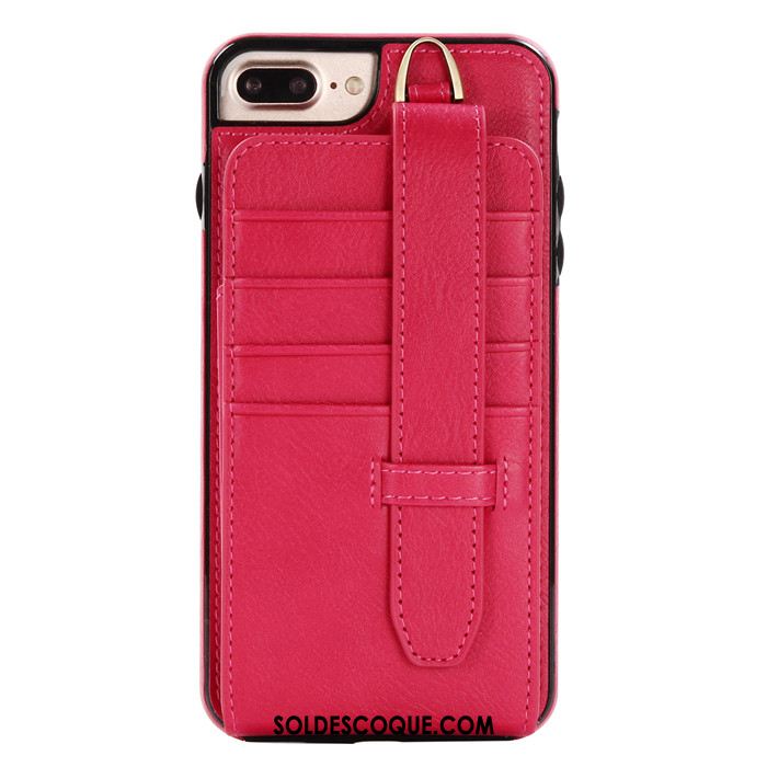 Coque iPhone 8 Plus Téléphone Portable Cou Suspendu Business Étui En Cuir Rouge Soldes
