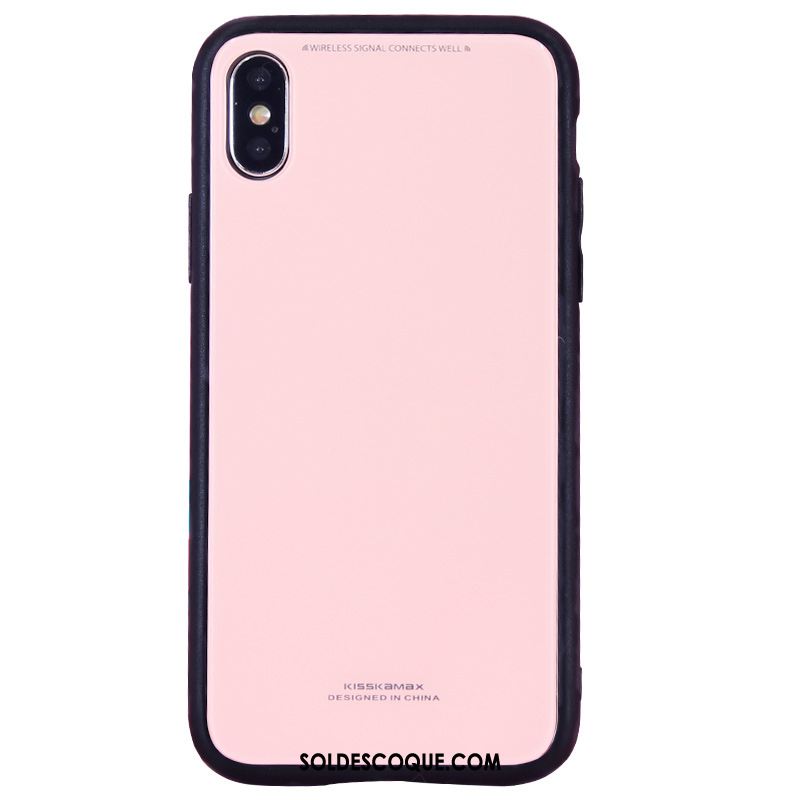 Coque iPhone X Silicone Rose Incassable Marque De Tendance Verre Trempé Soldes