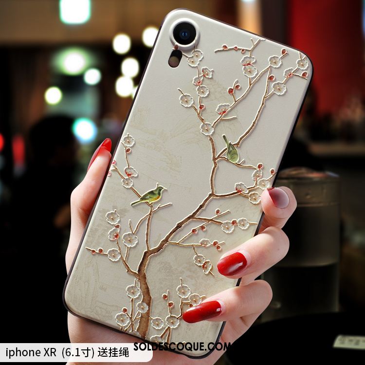 Coque iPhone Xr Tout Compris Marque De Tendance Incassable Délavé En Daim Style Chinois En Ligne