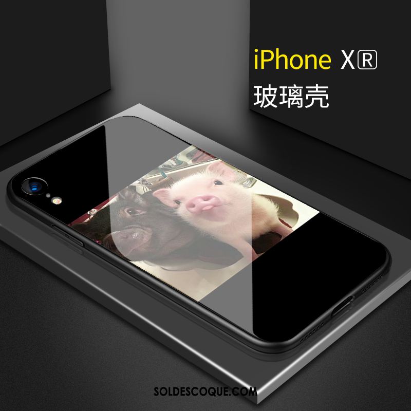 Coque iPhone Xr Téléphone Portable Miroir Charmant Net Rouge Noir Housse En Ligne
