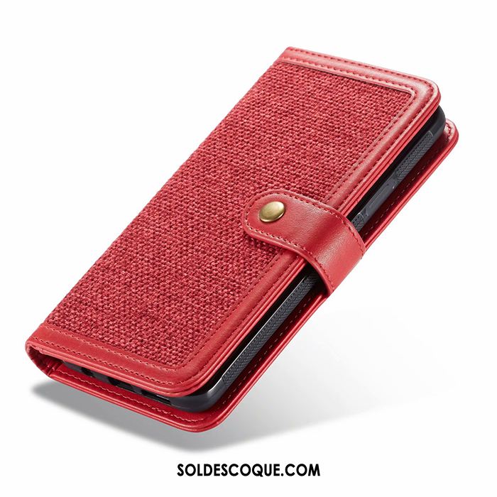 Coque iPhone Xr Téléphone Portable Sac Carte Portefeuille Étui En Cuir Rouge En Vente