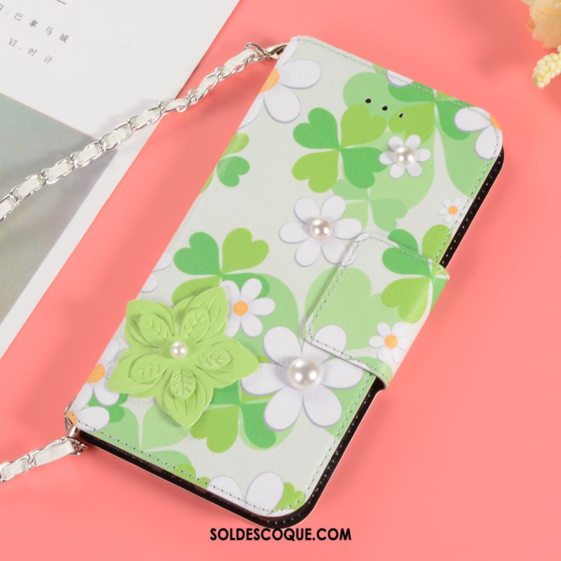 Coque iPhone Xr Téléphone Portable Étui En Cuir Fleurs Vert Carte En Vente