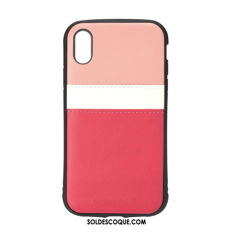 Coque iPhone Xr Étui En Cuir Couture Couleurs Protection Carte Rouge Soldes