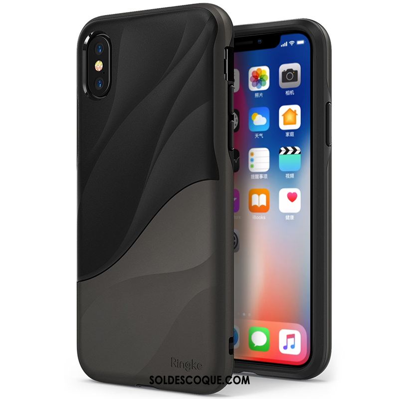 Coque iPhone Xs Délavé En Daim Noir Tout Compris Incassable Téléphone Portable Housse En Vente