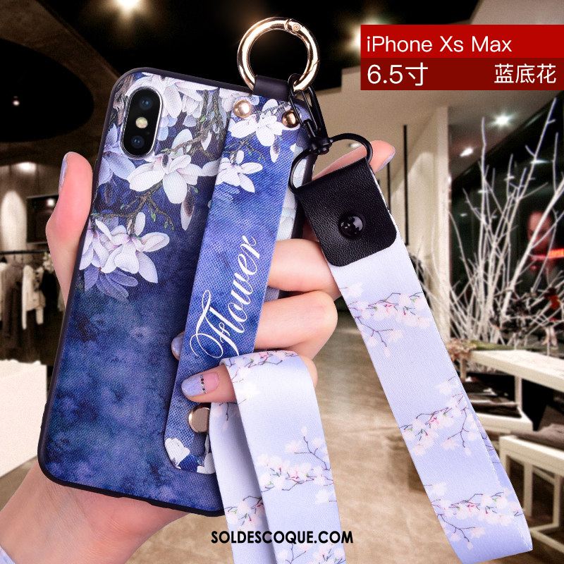 Coque iPhone Xs Max Incassable Étui Téléphone Portable Floral Silicone Housse En Vente