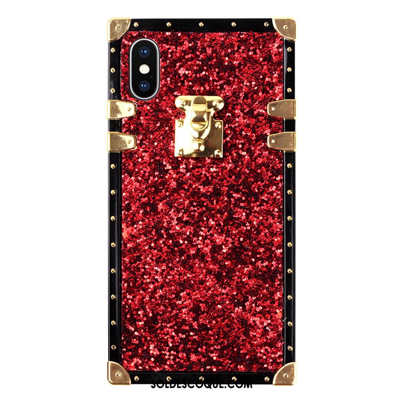 Coque iPhone Xs Max Rose Or Silicone Tendance Bordure Soldes