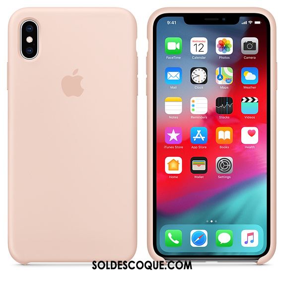 Coque iPhone Xs Silicone Rose Téléphone Portable Nouveau Incassable Housse Soldes