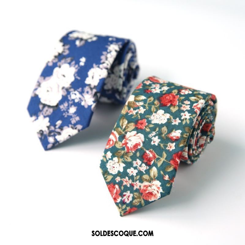 Cravate Homme Étroit Femme Coton Tissu Impression Soldes