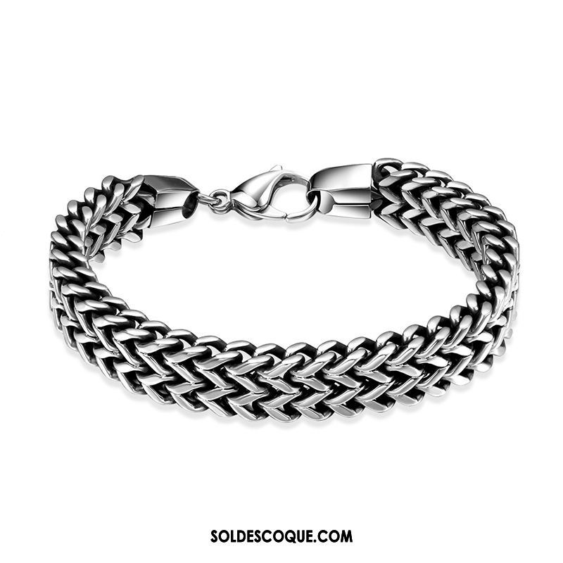 Bijoux En Argent Homme Europe Rétro Simple Main En Cuir Bracelet Soldes